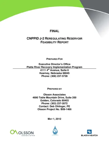 CNPPID J2 Regulating Reservoir Feasibility Report (FINAL)