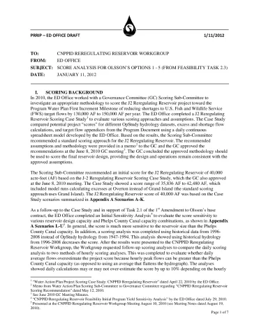 J-2 Regulating Reservoir Score Analysis Overview (DRAFT)