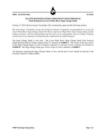 Lower Platte River Stage Change Study Final Protocol Implementation Report (FINAL)