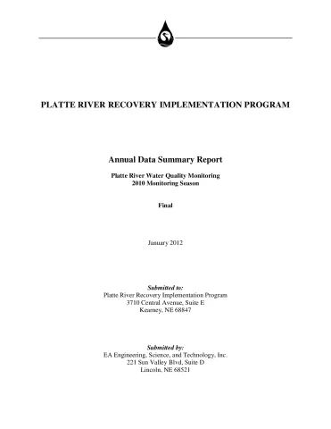 Annual Data Summary Report Water Quality Monitoring 2010 Season (FINAL)