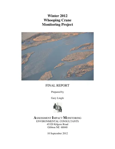 Implementation of the Whooping Crane Monitoring Protocol – Winter 2012