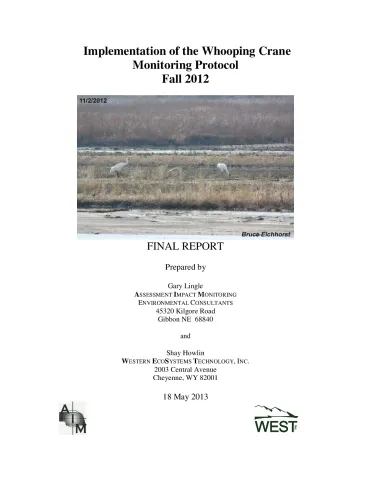 Implementation of the Whooping Crane Monitoring Protocol – Fall 2012