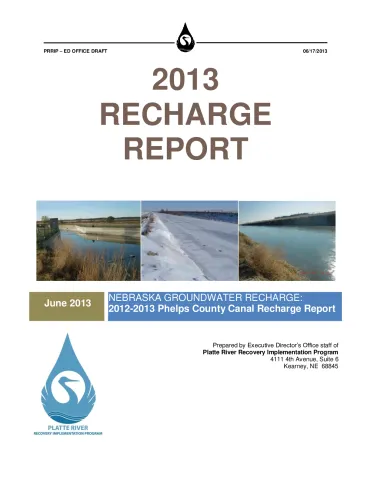 Nebraska Groundwater Recharge: 2012-2013 Phelps County Canal Recharge Report