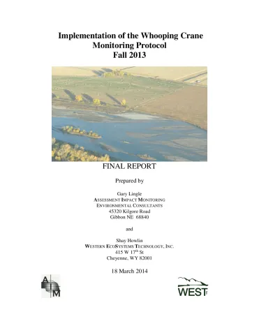 Implementation of the Whooping Crane Monitoring Protocol – Fall 2013