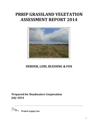 PRRIP Grassland Vegetation Assessment Report 2014