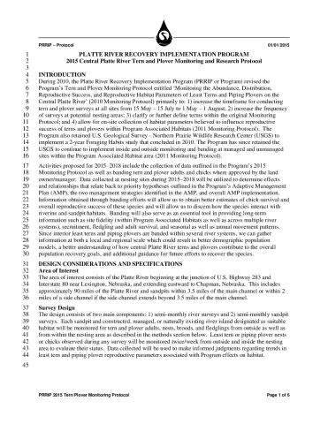 PRRIP 2015 Tern and Plover Monitoring and Research Protocol