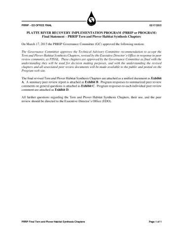 PRRIP Tern and Plover Habitat Synthesis Chapters