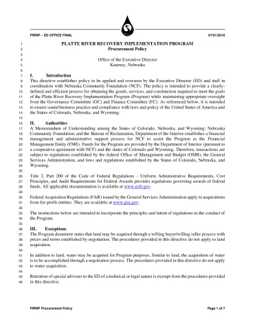 PRRIP Procurement Policy