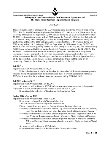 PRRIP Adjustments to Whooping Crane Monitoring Protocol, 2001-2017
