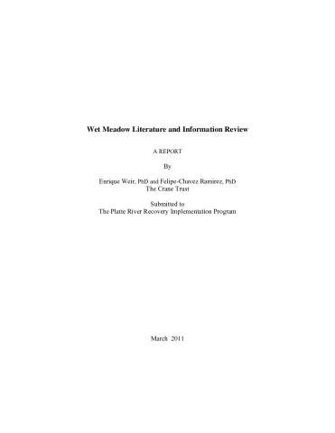 Wet Meadow Literature and Information Review