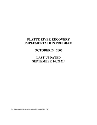 Final Platte River Recovery Implementation Program - Full Document with Appendices