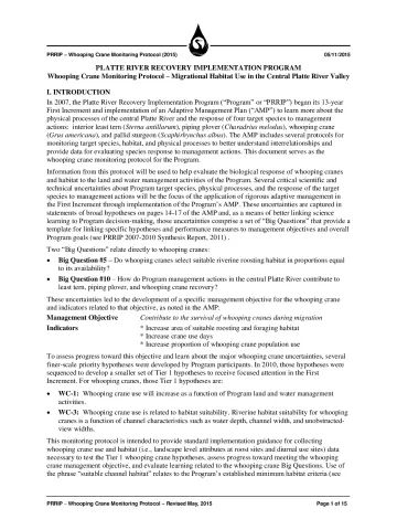 PRRIP Whooping Crane Monitoring Protocol – Migrational Habitat Use in the Central Platte River Valley (2015).pdf