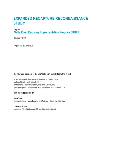 PRRIP Expanded Recapture Reconnaissance Study FINAL REPORT