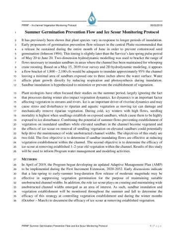 Summer Germination Prevention Flow Release and Ice Scour Protocol