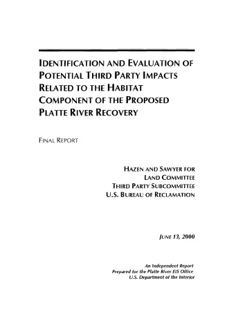 Identification and Evaluation of Potential Third Party Impacts Related to the Habitat Component of the Proposed Platte River Recovery Implementation Plan