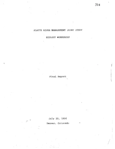Platte River Management Joint Study Biology Workgroup Final Report