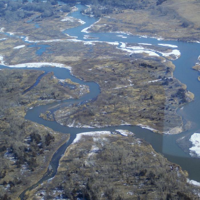 Aerial view of the platte river